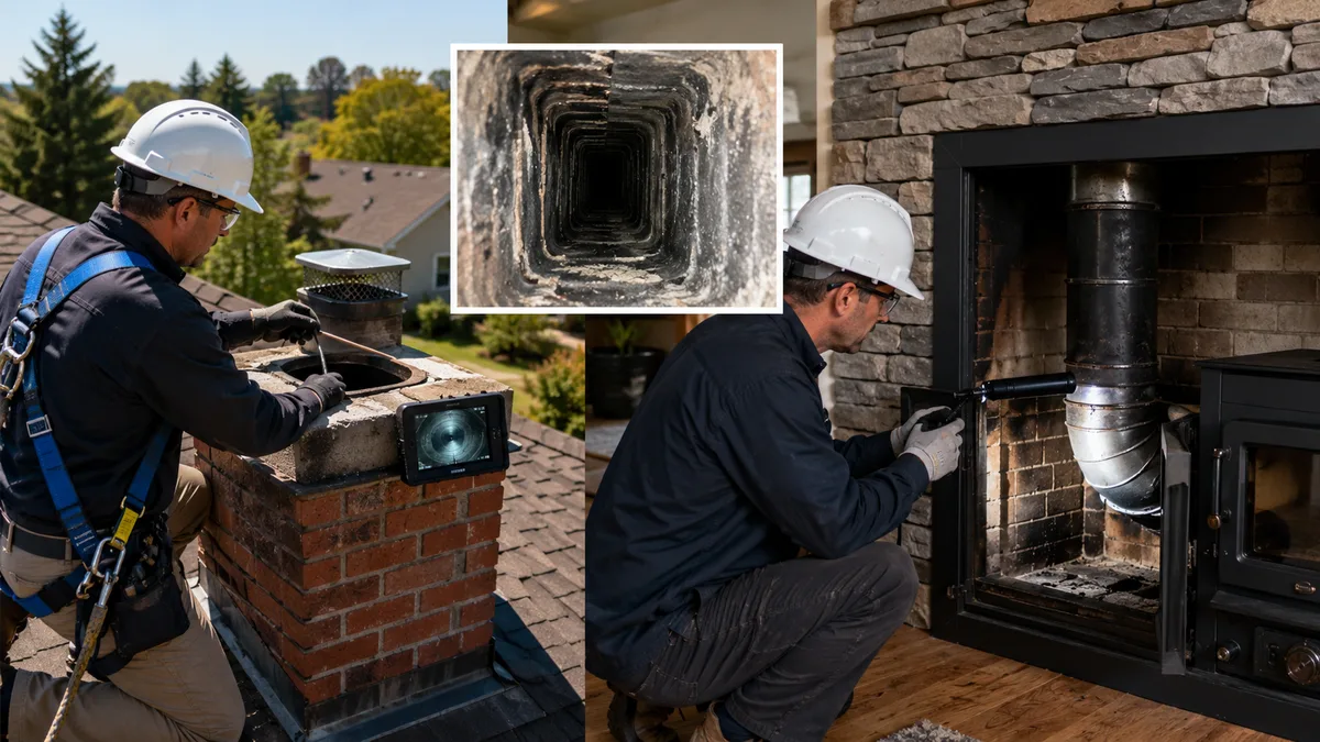 Professional chimney flue and fireplace inspection