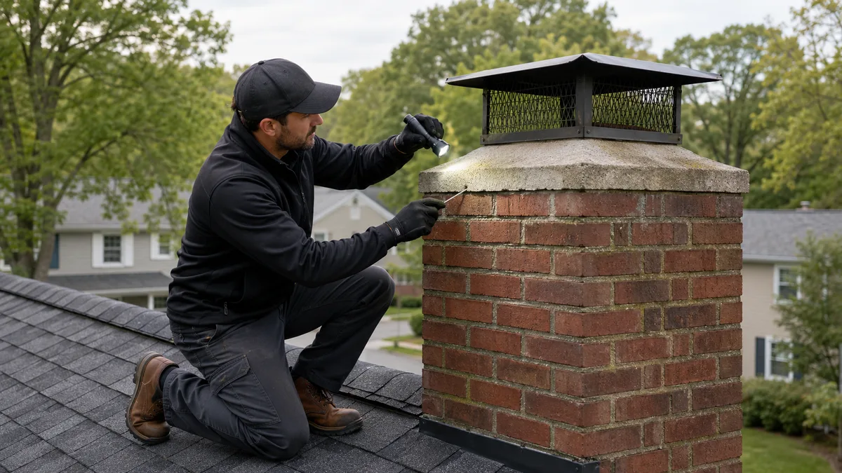 Rooftop chimney inspection and maintenance service